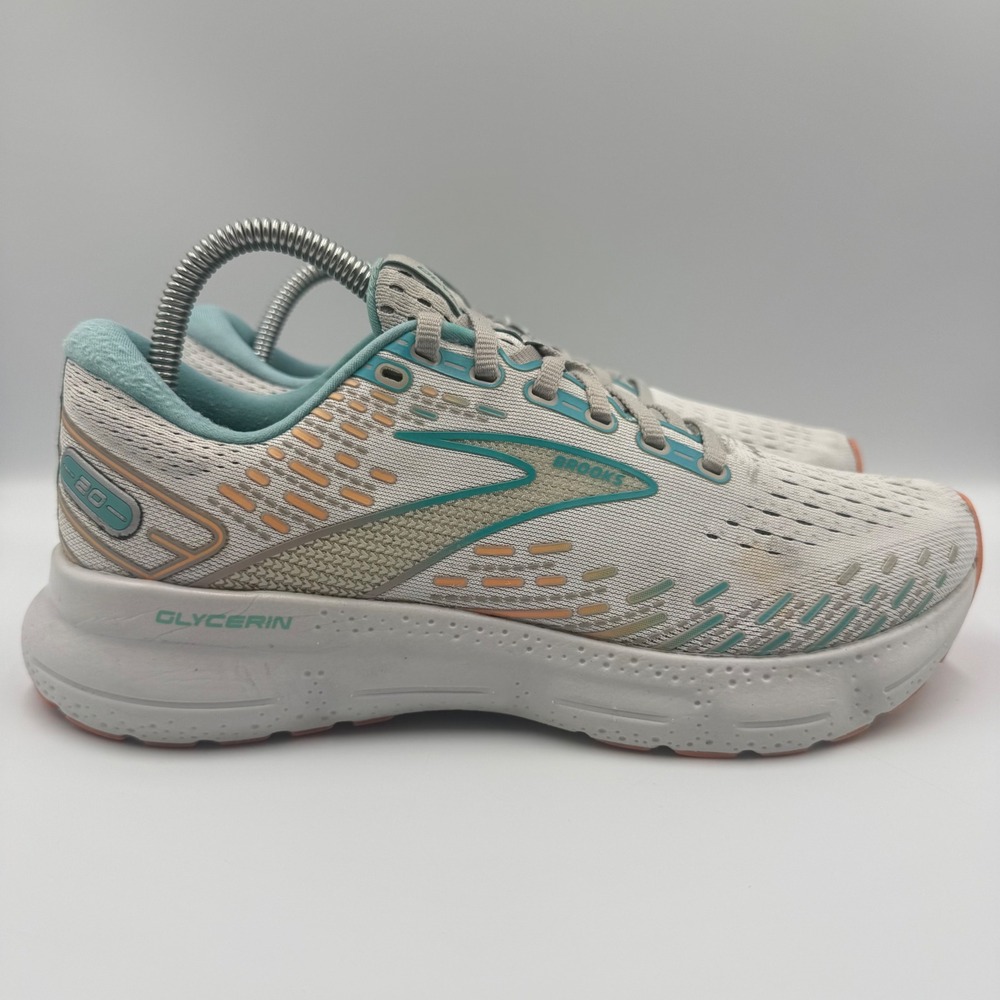 Brooks Glycerin 20 Womens Size 9.5 Running Shoes 1203691B061 Grey Teal Orange